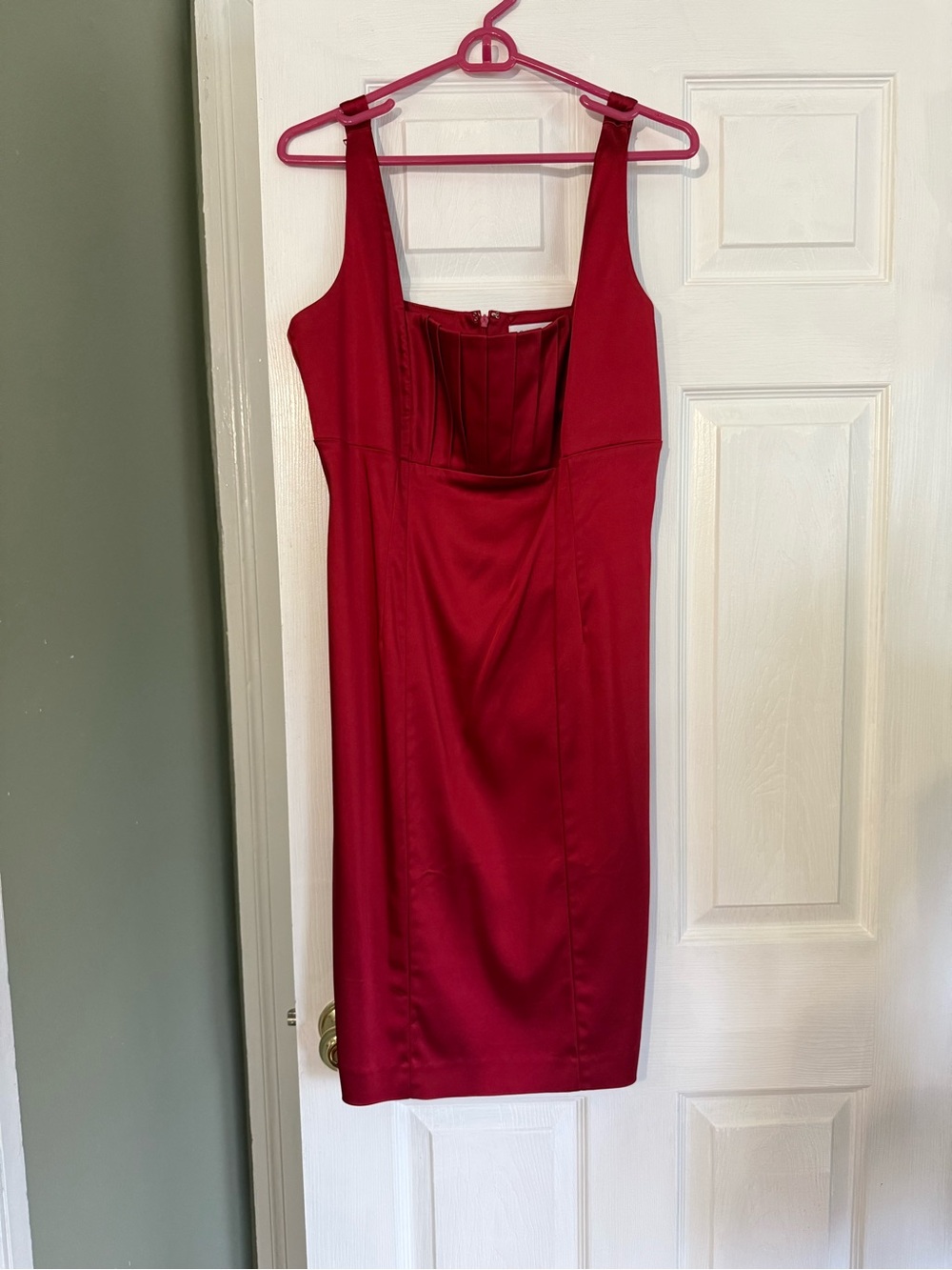 Calvin Klein Red Stretch Satin Cocktail Dress - Size 12